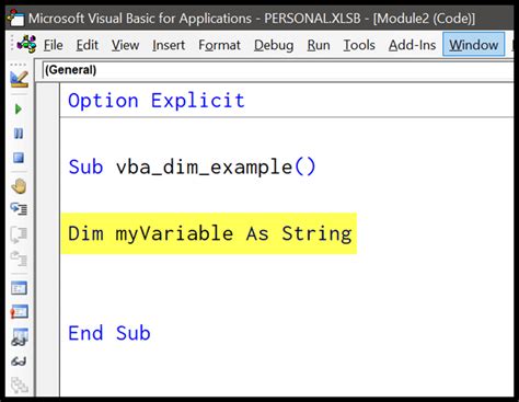 dim vb|Dim statement (VBA) .